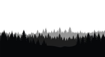 Dark forest landscape with layered tree shapes a striking silhouette © MdGolam