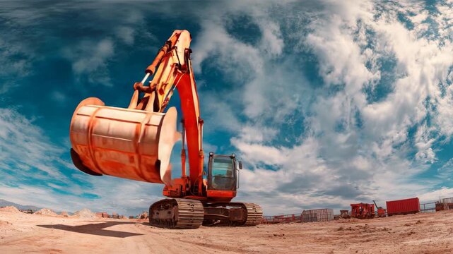 Excavator Working at Construction Site