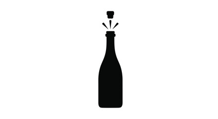 Popping champagne bottle with sparkling effect a dark silhouette © MdGolam