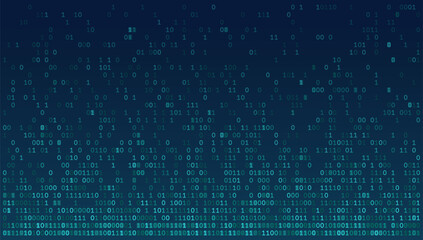 Binary Data Rise - Abstract Digital Logic Stream Accumulating from Bottom in Teal and Cyan