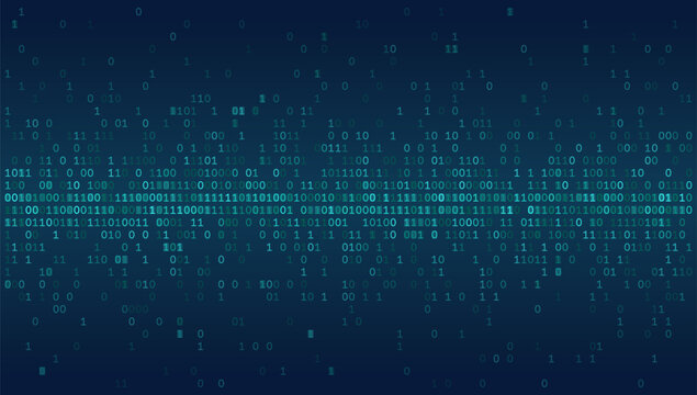 Digital Equator - Central Horizontal Binary Bitstream on Deep Teal Background