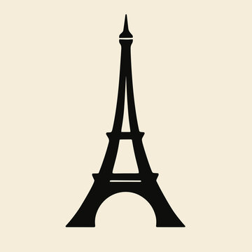 Eiffel Tower silhouette minimalist design on beige background