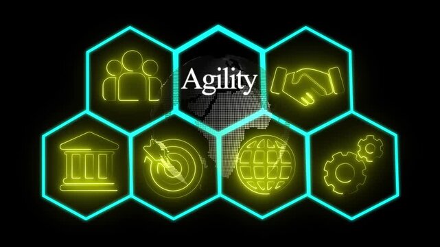 Neon Agility Concept with Futuristic Earth Map Animation
