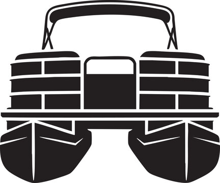 Black silhouette of pontoon boat from front view vector graphic for marine transport