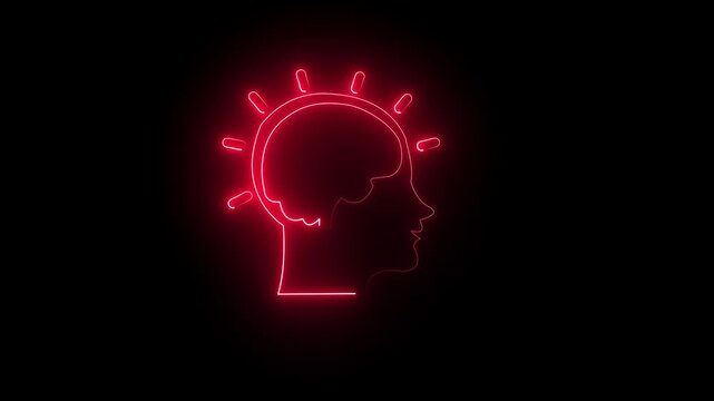 Glowing Brain Icon with Cyber Technology Backdrop.