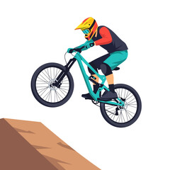 Obraz premium Mountain Biker Jumps Ramp, Extreme Sports Action