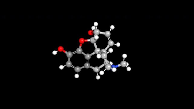 Morphine Opioid Pain Relief Molecule Chemical Structure Rotating Loop