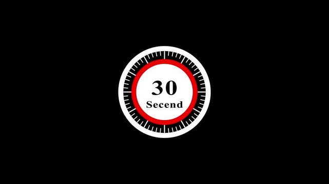 1 to 60 Seconds Circular Countdown Timer Gauge Animation