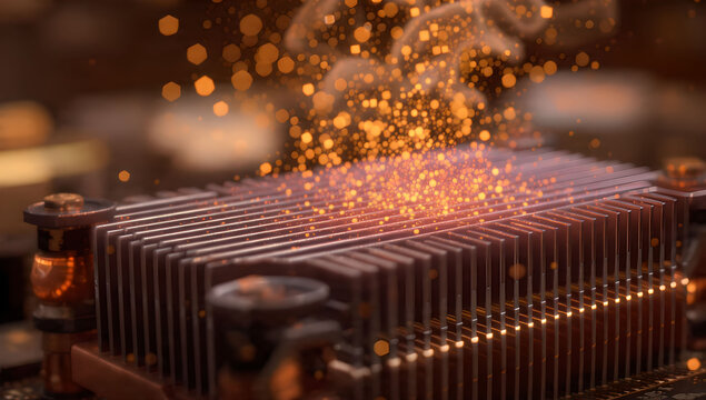 Overheated CPU with Sparks and Smoke