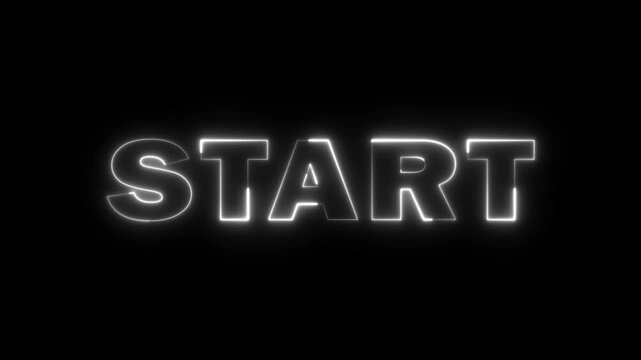 START text neon glow animation on black background.