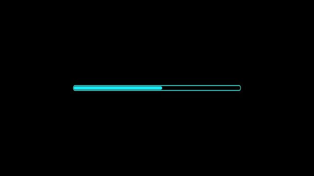 progress bar animation with alpha channel, Cyan color loading bar animated, 
