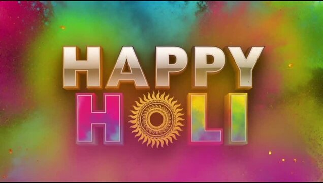 Holi festival celebration with colorful powder splash animation joyful Indian culture greeting video for brands events social media promotions and festive marketing use