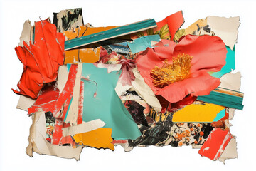 Torn Paper Collage With Washi Tape Strips