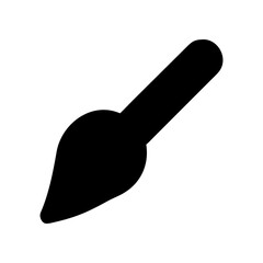 A sleek black-handled putty knife resting on a plain background