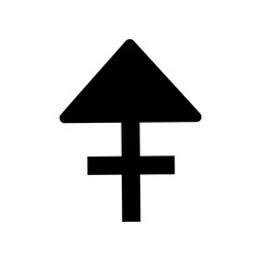 Fototapeta premium Black arrow pointing upwards with a horizontal line through its center