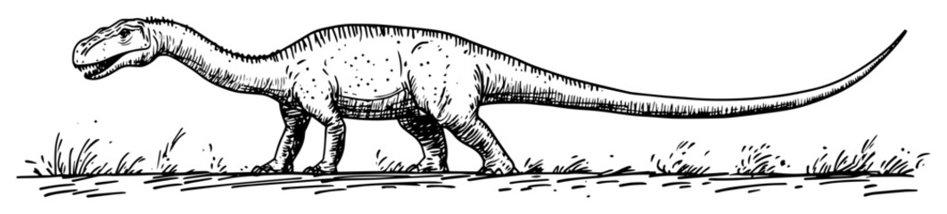 Long neck dinosaur walking sketch © Kaz