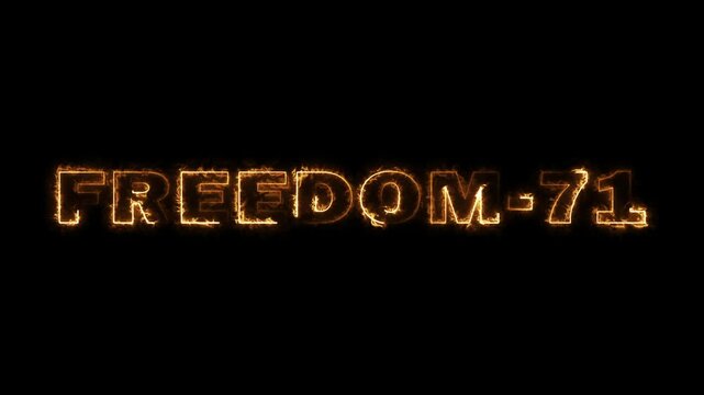 Freedom 71 Text in Vibrant Neon on Dark Background. Glowing Neon Freedom 71 Sign with Retro Futuristic Effect. Abstract Freedom 71 Typography with Bright Neon Light Glow