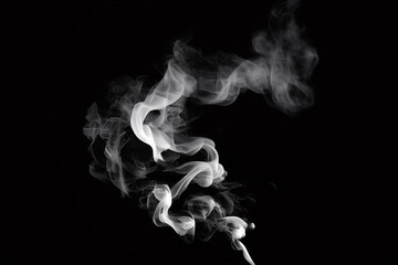 White Smoke Swirl Abstract Effect Isolated on Black