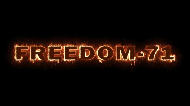 Freedom 71 Text in Vibrant Neon on Dark Background. Glowing Neon Freedom 71 Sign with Retro Futuristic Effect. Abstract Freedom 71 Typography with Bright Neon Light Glow