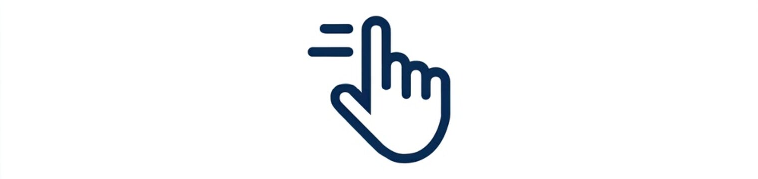 A simple icon of a hand cursor with motion lines indicating action