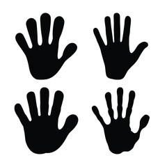 Obraz premium Four stylized black handprint silhouettes on a white background, symbolizing connection