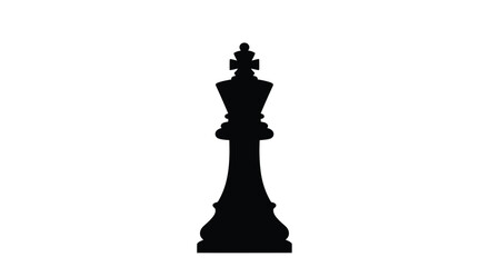 A stark silhouette of a black chess king against a plain white background © MDRASEL