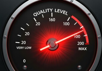 Illumination emanating from a gauge indicating high achievement on a measurement scale