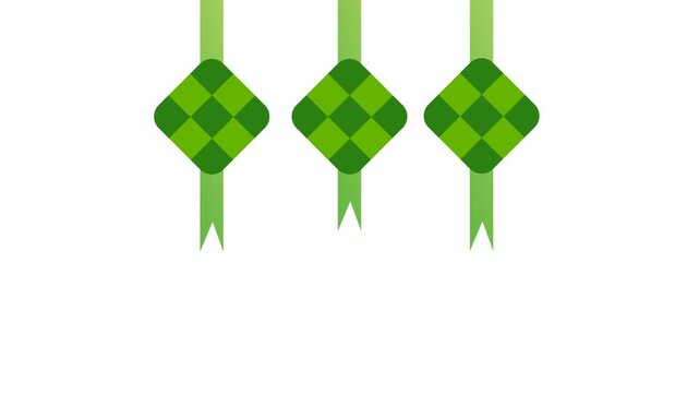 decoration of three hanging green ketupat