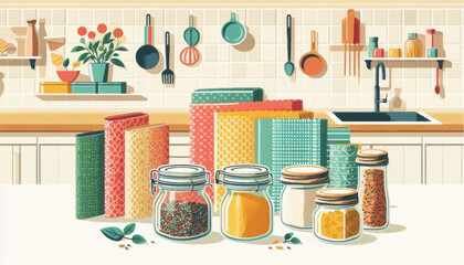 Assorted Jars and Kitchen Containers Display.