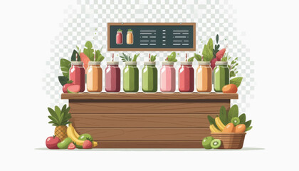 Colorful Smoothies and Fresh Fruits Display.