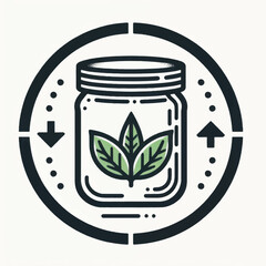 Mason Jar with Leaves Icon Illustration.