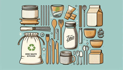 Reusable Kitchen Utensils and Containers Collection.