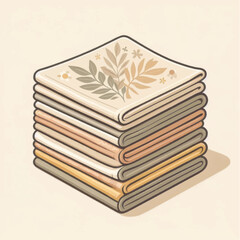 Stack of Books with Floral Design.