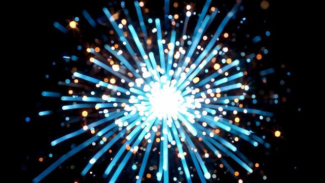Blue fireworks display special effect