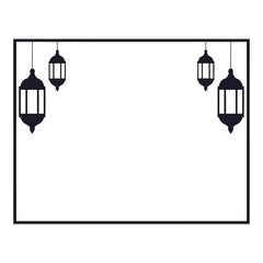 Minimal Hanging Ramadan Lantern Frame Islamic Background Banner Vector Design