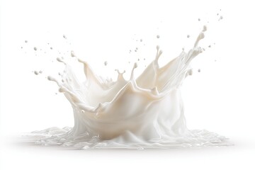 White liquid explosion frozen mid-air, a crown of dairy droplets