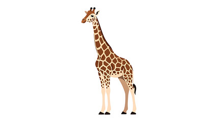 Naklejka premium Majestic giraffe standing tall with long neck and brown spotted coat isolated on transparent background