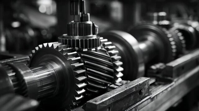 Closeup of gears and rotors being carefully aligned and lubricated during a comprehensive industrial gearbox maintenance.