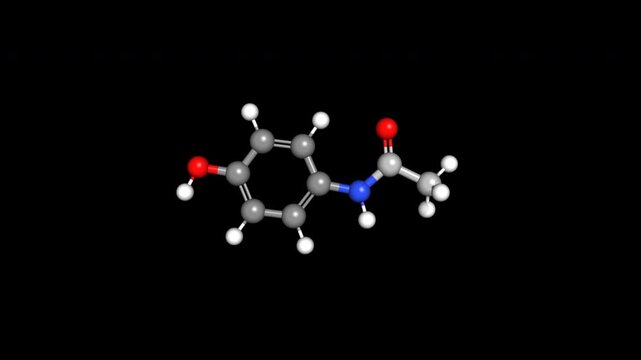 Paracetamol Acetaminophen Pain Molecule Chemical Structure Rotating Loop