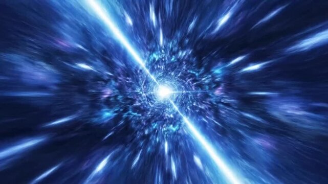 Exploring the depths of space with colorful light beams and swirling patterns from a cosmic perspective