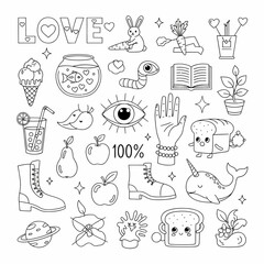 Whimsical Hand Drawn Doodle Illustration Collage.