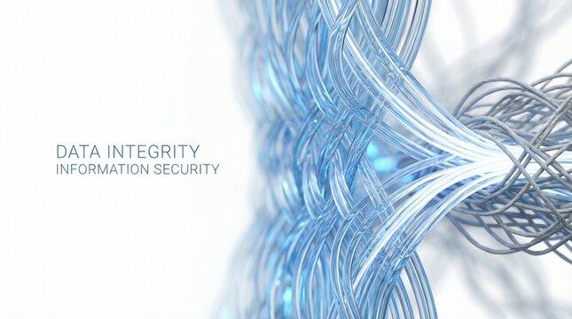 Data Integrity Visualization:  An abstract visual representation of data integrity and information security, featuring interconnected lines of light, suggesting the intricate nature of digital safety.