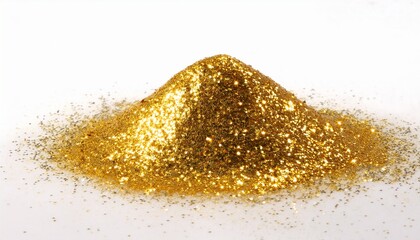 golden glitter isolated on white background creates sparkle