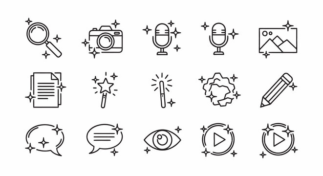 Collection of Creative Icons for Digital Content Creation.