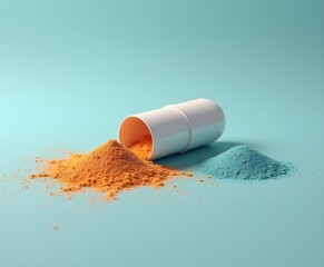 Pill Capsule Mockup Cut Open with Colorful Powder Inside