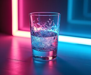 Fractured Glass on Neon Acrylic Panel with Color Refractions