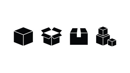 Obraz premium Black Boxes Icons Set Isolated on White Background