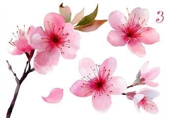 Delicate pink blossoms with detailed centers and scattered petals