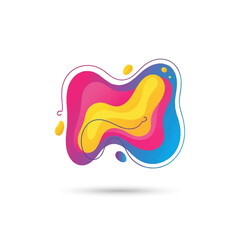 Fototapeta premium dynamic splash of bright color powder forming smooth organic shape, vibrant pink, yellow, and blue palette