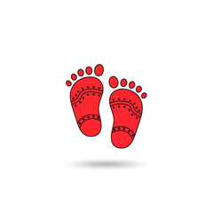 Lakshmi Footprints, bright red color palette